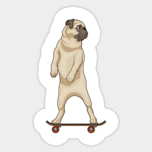 Pug Skater Skateboard Sports Sticker